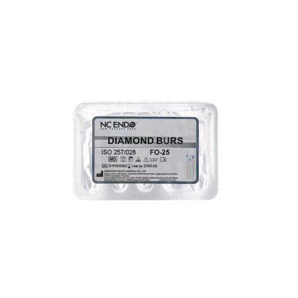 5 freze diamantate, model FO25 flacără, ISO 257/028, granulatie standard (albastru)