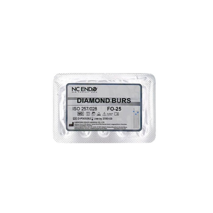 5 freze diamantate, model FO25 flacără, ISO 257/028, granulatie standard (albastru)
