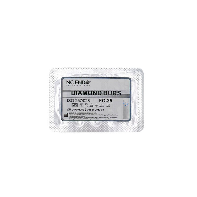 5 freze diamantate, model FO25 flacără, ISO 257/028, granulatie standard (albastru)
