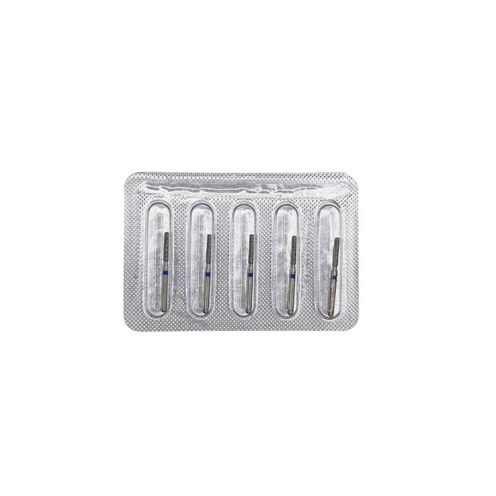 Freză diamantată SF12 cilindrică cap plat, ISO 111/014, medie (albastru) - set 5 freze