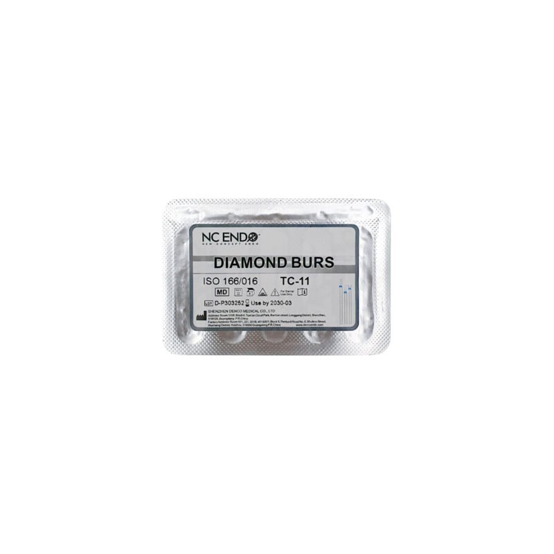 Set 5 Freze diamantate TC11 conică vârf ascuțit, ISO 166/016, medie (albastru)