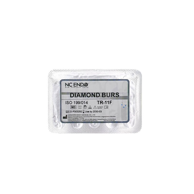 Set 5 Freze diamantate TR11F conică vârf rotunjit, ISO 199/014, fină (roșu)