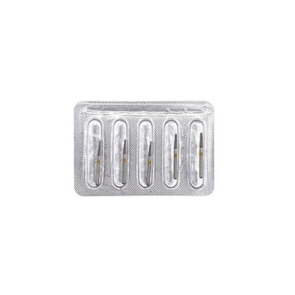 Freză diamantată TR21EF conică vârf rotunjit, ISO 197/014, extra-fină (galben) - set 5 freze