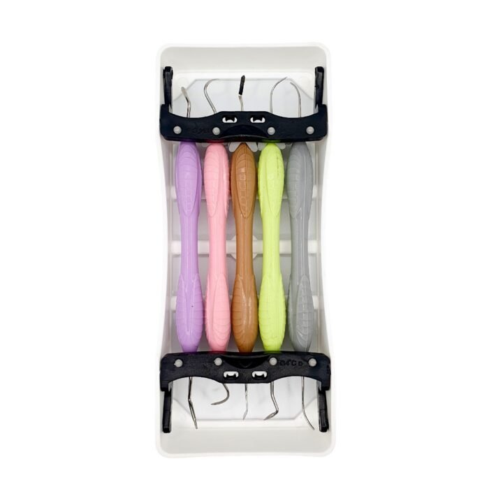 Set alb 5 spatule ergonomice pentru modelarea compozitului dentar, alternative LM-Arte, ideale pentru restaurări estetice în stomatologie