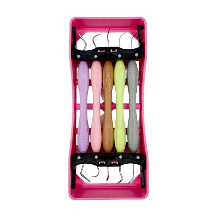 Set roz 5 spatule ergonomice pentru modelarea compozitului dentar, alternative LM-Arte, ideale pentru restaurări estetice în stomatologie