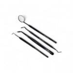 Trusă de Consultație Stomatologică 4 piese neagră: oglindă dentară, pensă dentară, sondă, spatulă bucală
