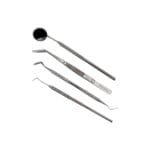 Trusă de Consultație Stomatologică 4 piese: oglindă dentară, pensă dentară, sondă, spatulă bucală