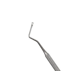 Instrumentar pentru chiuretaj alveolar, model Lucas 85, din oțel inoxidabil.