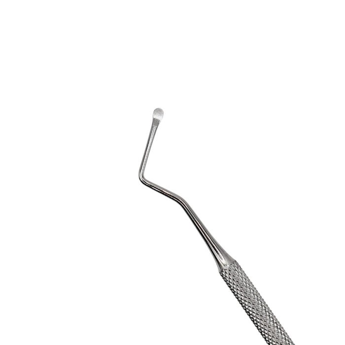 Instrumentar pentru chiuretaj alveolar, model Lucas 85, din oțel inoxidabil.