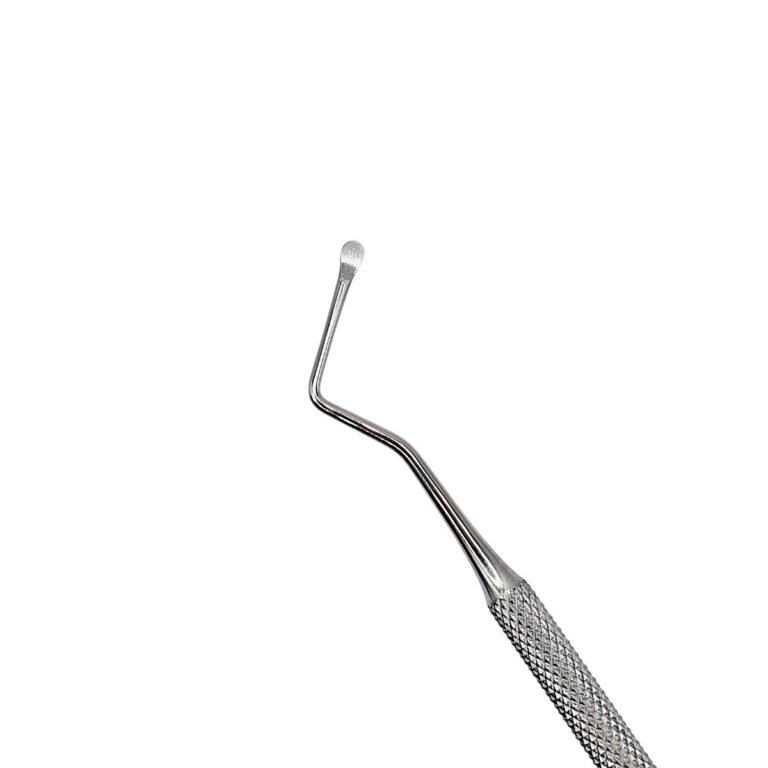 Instrumentar pentru chiuretaj alveolar, model Lucas 85, din oțel inoxidabil.