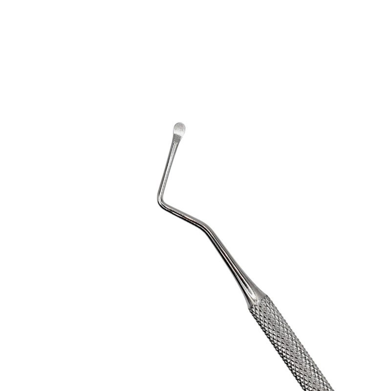 Instrumentar pentru chiuretaj alveolar, model Lucas 85, din oțel inoxidabil.