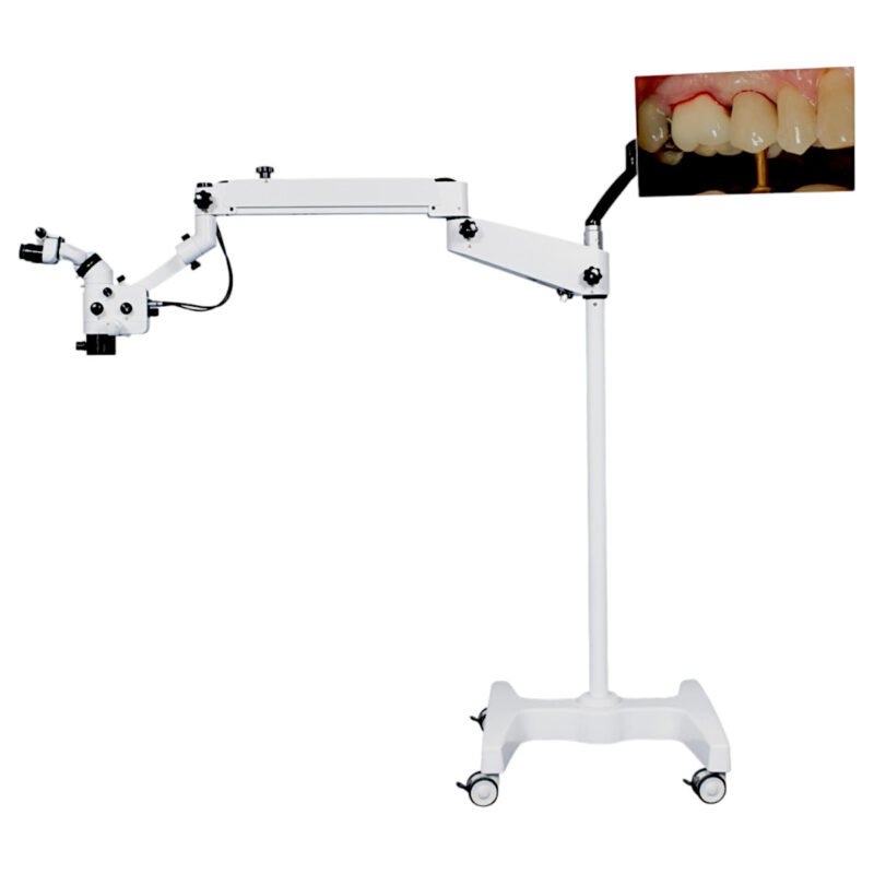 Microscop endodontic Denco DM-530 PRO pe stativ mobil, vedere de ansamblu.