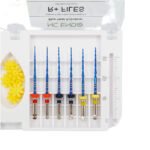 Detaliu cu rigla endo integrată și martorii de sterilizare ai trusei R+ Files.
