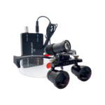 Lupe binoculare stomatologice cu LED inclus și magnificare variabilă 2.5x-3.5x.